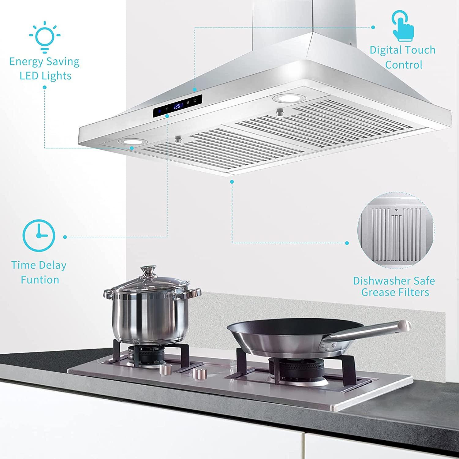 Wall Mount Range Hood 30 inch Kitchen Hood 700 CFM with Touch Controls  Exhaust