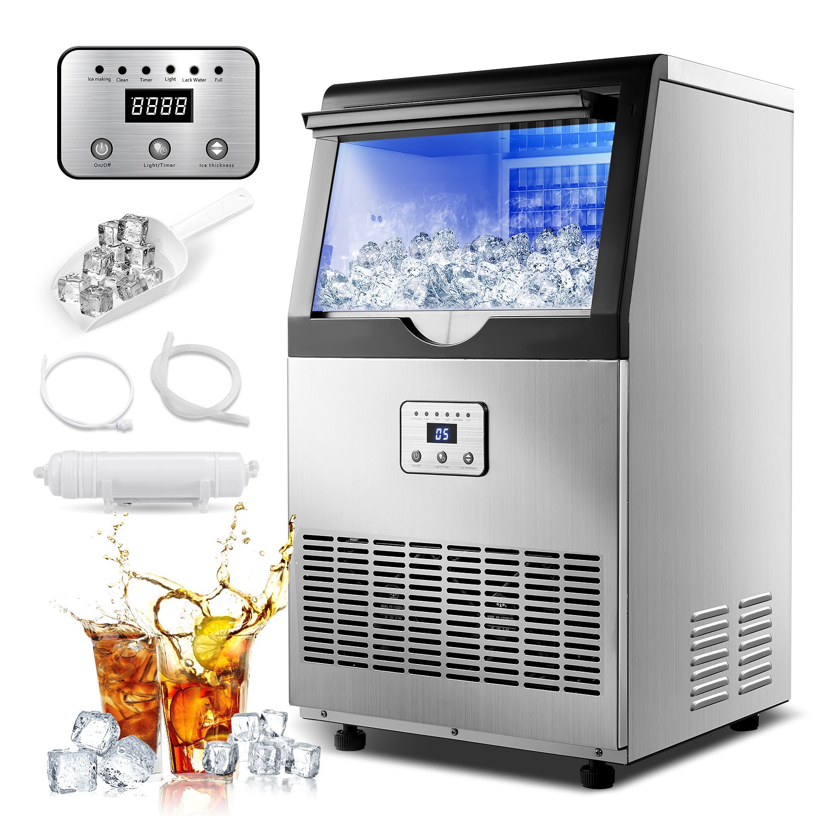 Tieasy 100lbs Ice Built-inFreestand Commercial Ice Maker CIM-320F