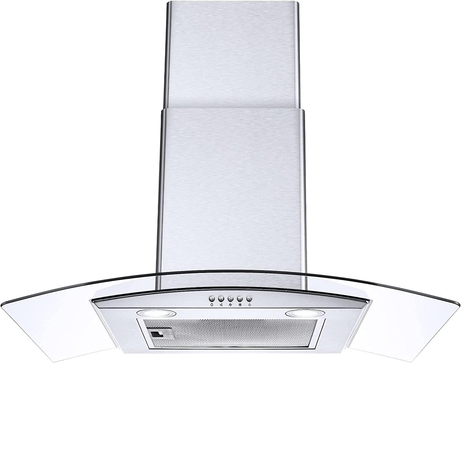 Tieasy Range Hood 30 inch Wall Mount Range Hood 450 CFM Vent Touch Control Aluminum Filters - Usys 0375A