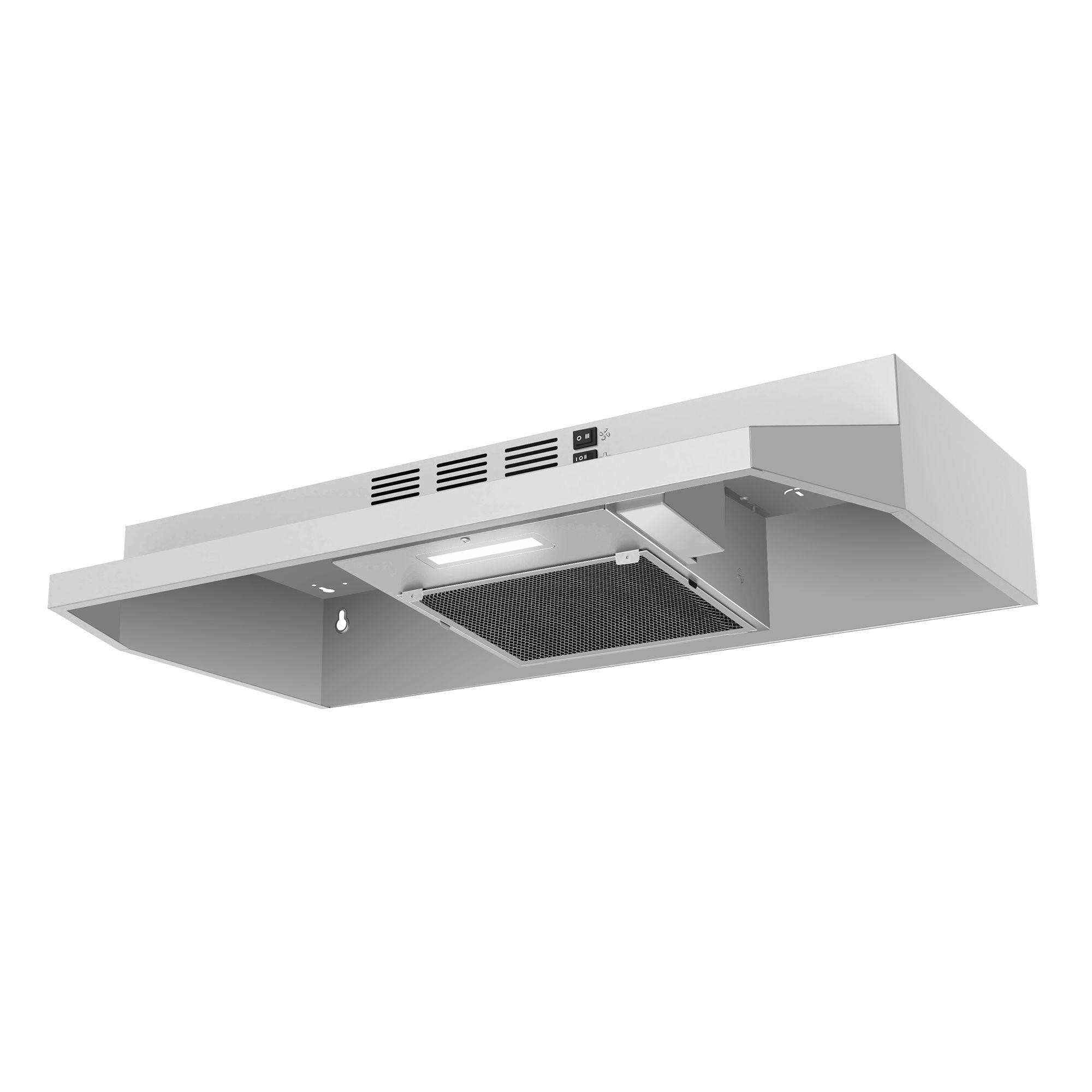  Range Hood 30 Inch, IsEasy Under Cabinet Range Hood,  Ducted/Ductless Convertible, Kitchen Vent Hood 30 Inch with 3-Speed Exhaust  Fan, Stainless Steel, Reusable Filters, LED Light and Charcoal Filter :  Appliances
