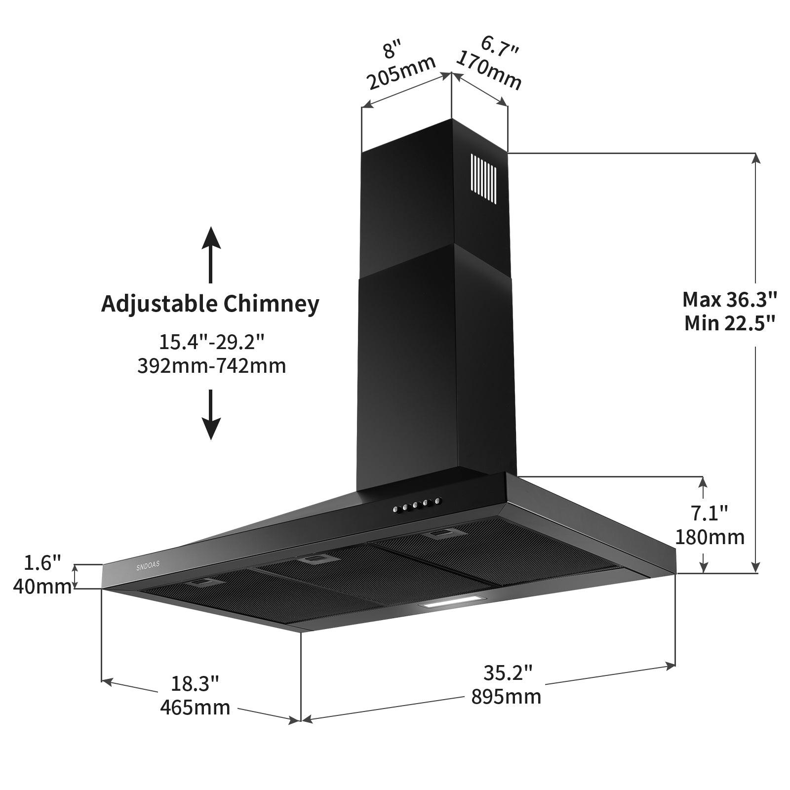 Black range deals hood 36 inch