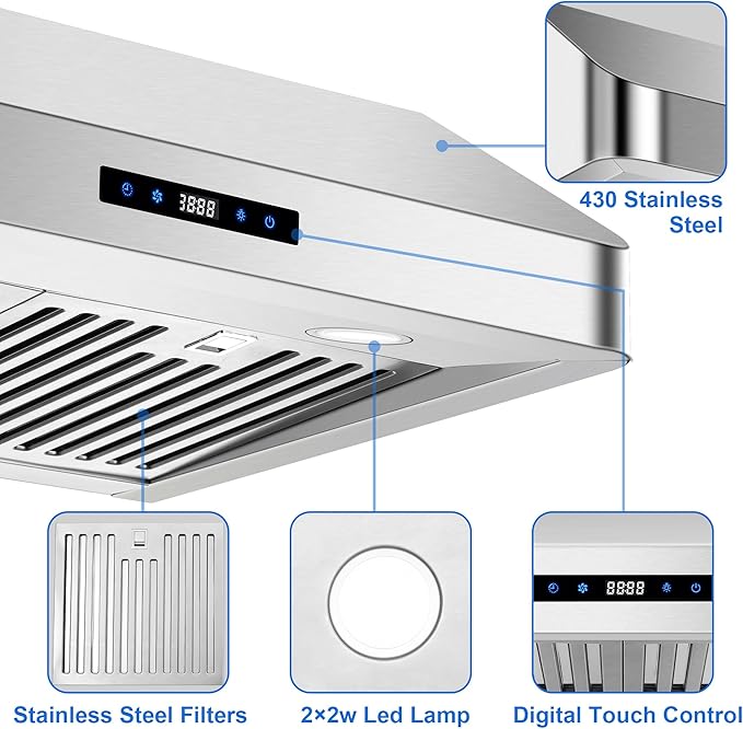 USUC702B- 30 inch 600 CFM Stainless Steel with Touch Control