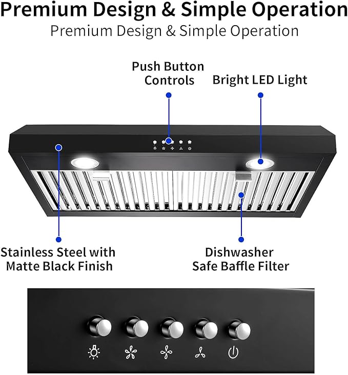 ‎US0475BPB- 30 inch 500 CFM Stainless steel keys