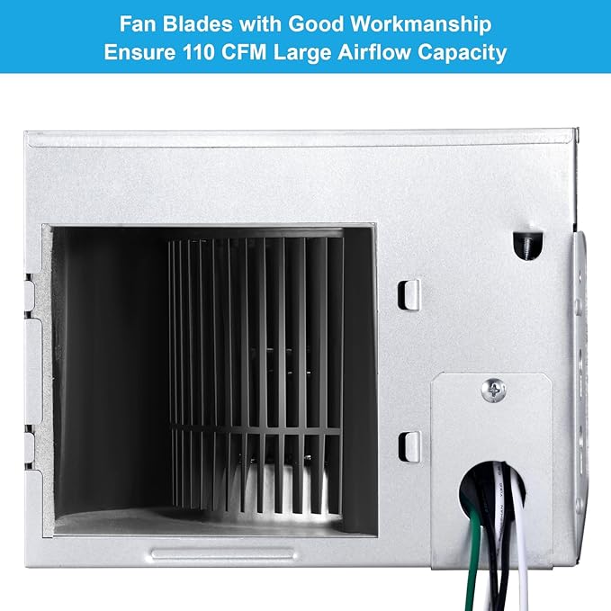 YYVTL14-110- Bathroom Exhaust Fan with Light 110 CFM Quiet, 6500K 800LM Household Ventilation Fan Light Combo